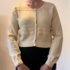 Sisley Cream Cardigan Medium-Weight Sweater